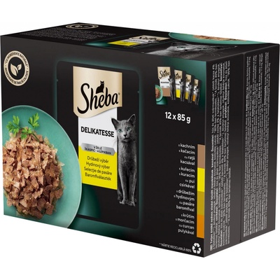 Sheba Delikatesse in Jelly kura morka kačica hydina 12 x 85 g