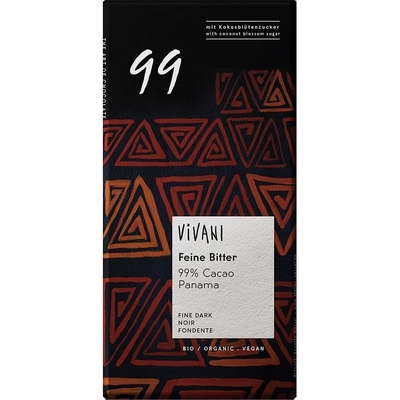VIVANI Bio horká čokoláda 99% s kokosovým cukrem 80 g