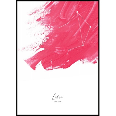 Plakát Znamení zvěrokruhu Rozměr plakátu: 40 x 50 cm, Znamení zvěrokruhu: Váhy, Barevná varianta: Červená