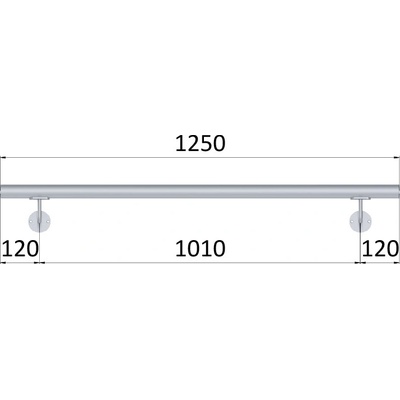 Madlo 1250mm (set: 2ks úchyt, madlo D=42,4mm s ukončením), broušená nerez K320 / AISI304