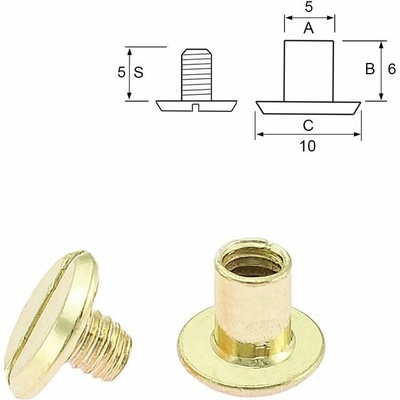 Pro Háčkování Nýt šroubovací 6 mm, Ø 5 mm zlatý Počet: 1 ks