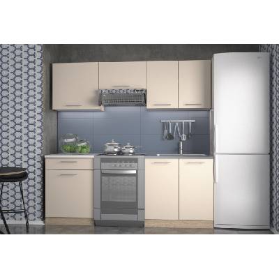 Блок кухня 2 м marija 200 корпус дъб сонома / фронт ванила / плот бял