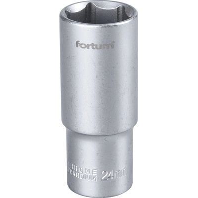 Fortum Фасунга, удължена, 1/2", 24mm, 61CrV5, матов хром, дължина 77mm FORTUM