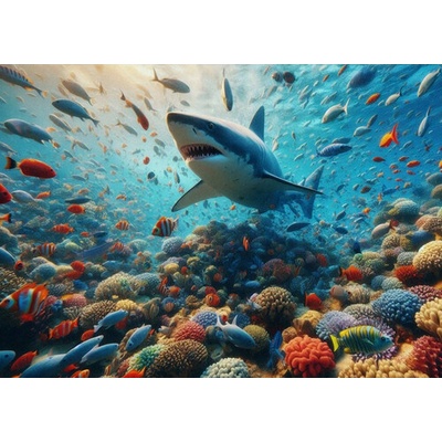 (B) 3D pohľadnica Coral Shark AI (Koralový žralok)