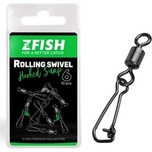 ZFISH Obratlík Rolling Swivel & Hooked Snap vel. 8 10 ks