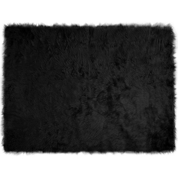 vidaXL Изкуствен килим от кожи Черно 230 x 160 см Полиестер (42021572)