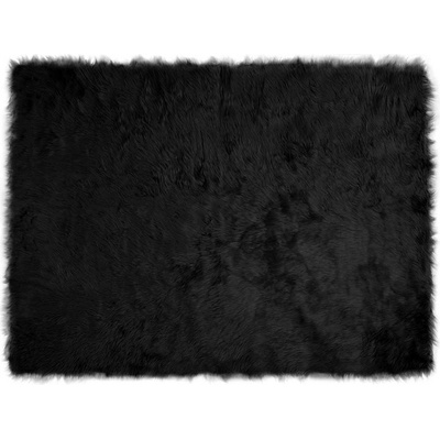 vidaXL Изкуствен овчи килим Tafalla Черно 160 x 230 cm Полиестер (42021572)