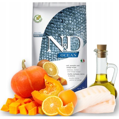 N&D dog Ocean Pumpkin GF Adult Mini Treska & pomaranč 7 kg