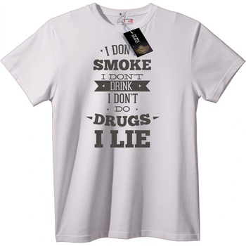 NOONEBRAND Тениска Не Пуша, Не Пия, Не Употребявам Дрога - Лъжа - 2XL, Black