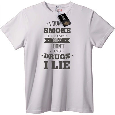 NOONEBRAND Тениска Не Пуша, Не Пия, Не Употребявам Дрога - Лъжа - 2XL, Black