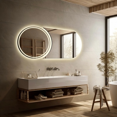 Alfaram Moderné dvojdielne kúpeľňové zrkadlo s osvetlením - APOLLO LED II 176x80