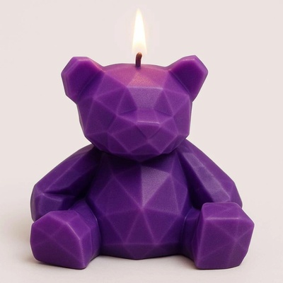 Svíčkománie3D Low-poly méďa fialová 55 g