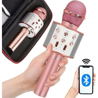 Verk Group Bezdrátový mikrofon s Bluetooth kulatý karaoke reproduktor s pouzdrem a různými režimy