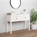 vidaXL Конзолна маса бяла 100 x 35 x 75 см борово дърво масив (814615)