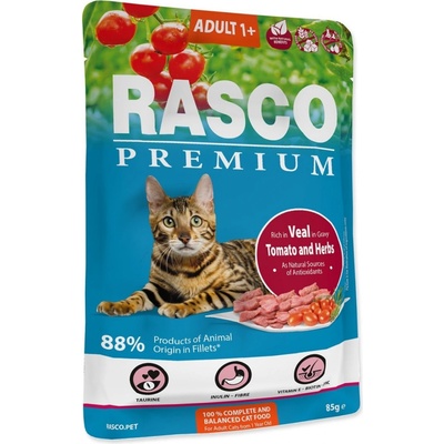 Rasco Premium Adult teľacie s paradajkami a bylinkami 85 g