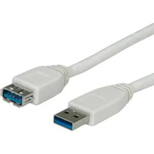 Roline Кабел Roline 11.99. 8978, USB 3.0 A(м) към USB А(ж), 1.8m, бял (11.99.8978)