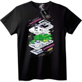 NOONEBRAND Тениска Nintendo Game Boy Технология - M, Black