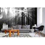 DIMEX ART Самозалепваща се флизелинова фототапета черно-бяла гора 375 x 250 см
