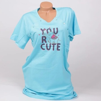 Image 1 of Светлосиня нощница за бременни със слонче и надпис