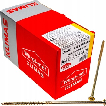 Klimas Wkret-Met TX 6x180mm - 100 ks - Skrutky / Vruty do dreva so zapustenou hlavou, WKCS