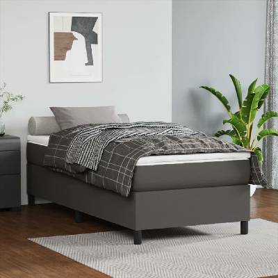 vidaXL 3144578 Boxspring postel s matrací umělá kůže / barva Šedá