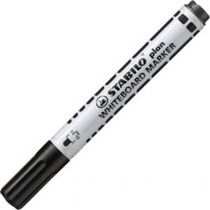 STABILO Маркер за бяла дъска, Stabilo, Plan с объл връх, Черен (ST64146)