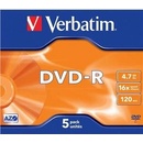Média pro vypalování Verbatim DVD-R 4,7GB 16x, AZO, slim box, 5ks (43519)