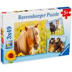 Ravensburger Пъзел Ravensburger от 3 x 49 части - Красиви коне (08011) - ozone