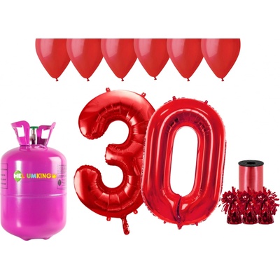 HeliumKing Helium párty set na 30. narozeniny s červenými balónky