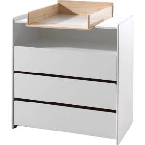 Vipack Бял нисък детски скрин от масивен бор с маса за преповиване 90x106 cm KIDDY - Vipack (KICO1814)