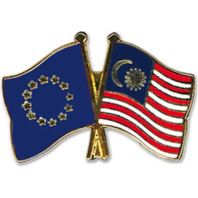 Odznak (pins) 22mm vlajka EU + Malajsie - barevný