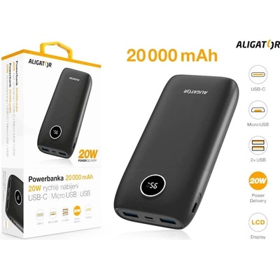 Aligator 20000mAh černá