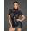 Noir Handmade F204 Minidress with Tulle Top, Bouffant Sleeves and Corset Element S