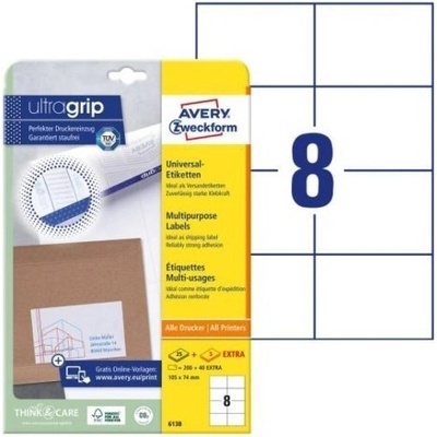 Avery Zweckform 6138 Samolepící etikety 105 x 74 mm 30 archů bílé – Zboží Dáma