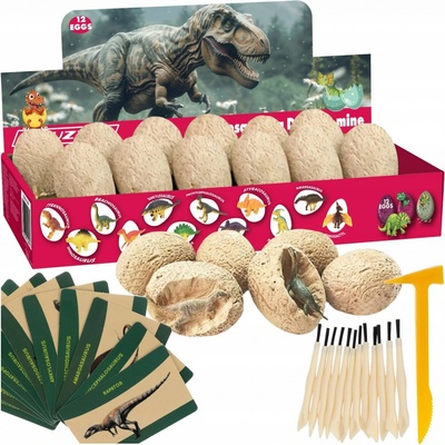 Kruzzel 24982 Sada pre malých archeológov dinosaurie vajcia 12 ks