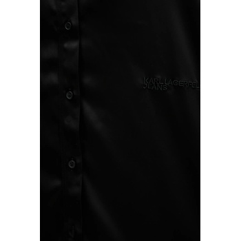 Karl Lagerfeld Jeans Риза Karl Lagerfeld Jeans дамска в черно със свободна кройка с класическа яка B1W11038 (B1W11038)