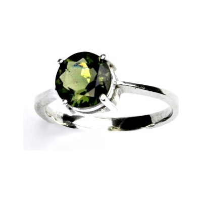Čištín Stříbrný prsten přírodní vltavín prstýnek ze stříbra T 1357