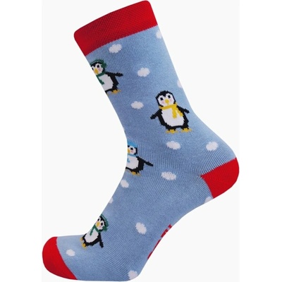 CRAZY SOCKS PINGUIN veselé vánoční modrá světlá