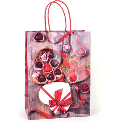 Екстрапак 24 х 33 см подаръчна луксозна хартиена чанта с декор "Романтика - бонбони (35195)