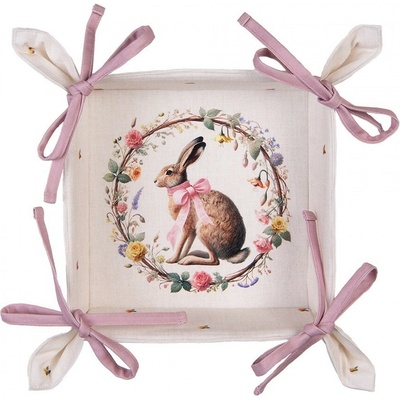 Košík na pečivo zajíc s květy Easter Whispers Collection - 35*35*8 cm - Clayre & Eef