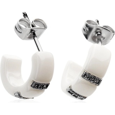 BM Jewellery Náušnice keramické se zirkony LUNA S424135