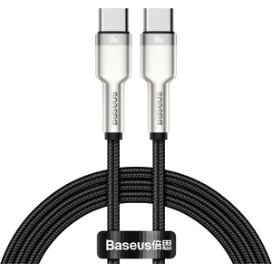 Baseus Кабел Type-C към Type-C, супер бързо зареждане, 100W, 480Mbps, 20V, 5A, 1m - Baseus Cafule Series Metal (CATJK-C01) - черен