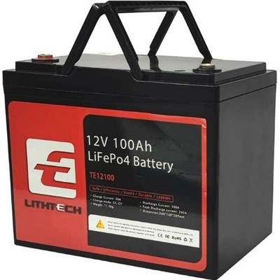 LITHTECH LiFePO4 12,8V 100Ah TE12100 Bluetooth BMS IP67