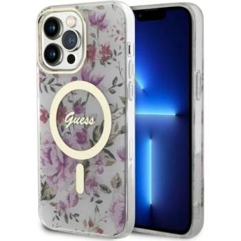 GUESS iPhone 14 Pro 6.1" transparent hardcase Flower MagSafe (GUHMP14LHCFWST)