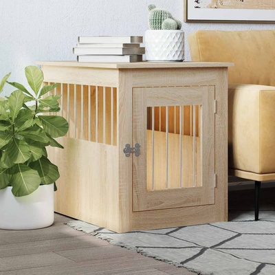 vidaXL Клетка за куче мебел, сонома дъб, 55x75x65 см, инженерно дърво (838318)