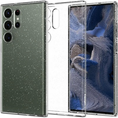 Spigen Liquid Crystal Glitter Case - тънък силиконов (TPU) калъф за Samsung Galaxy S23 Ultra (прозрачен)