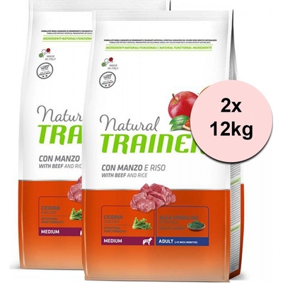 Trainer Natural Adult Medium hovězí a rýže 2 x 12 kg