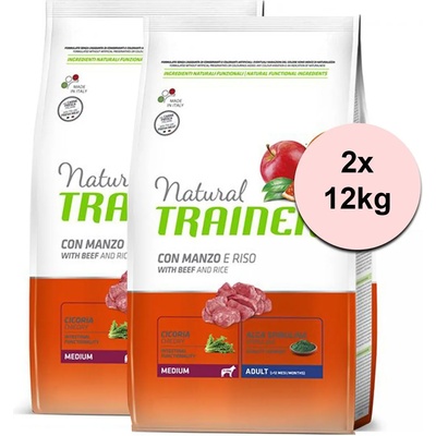 Natural Trainer Natural Adult Medium, говеждо и ориз 2 x 12кг