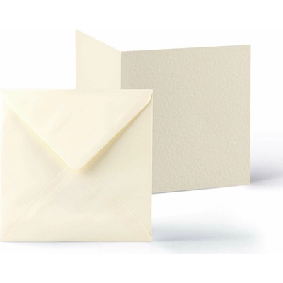 Karty a obálky s kladívkovou strukturou – balení - 155x155 mm + 145x145 mm - Slonovinová