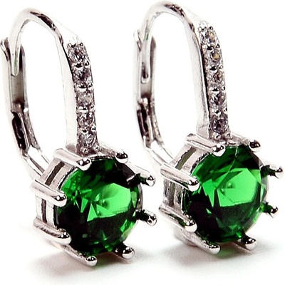 Rafity stříbrné se smaragdem a zirkony E0025KL-09